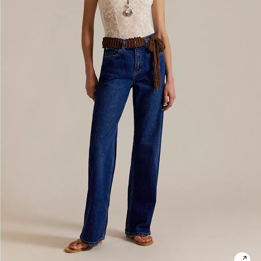 We The Free Tinsley Baggy High-Rise Jeans Dark Blue denim free people 29